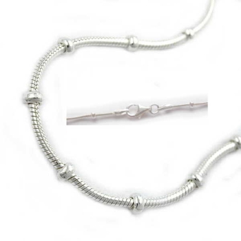 Collier, Schlange mit Ringe, Silber 925, 40cm