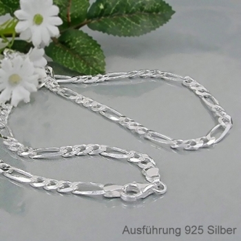 Kette Collier Figaro 5mm 70cm Silber rhodiniert 925