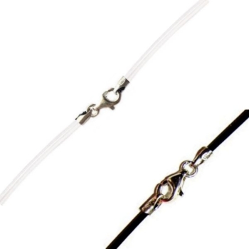 Kautschukbänder schwarz oder transparent 4mm mit 925 Silber Karabiner