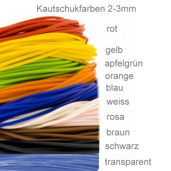 Kautschukbänder 2 und 3mm 10 Farben mit 925 Silber Karabiner