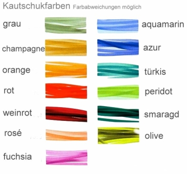 Kautschukbänder 1,5mm 13 Farben mit Edelstahl Bajonett