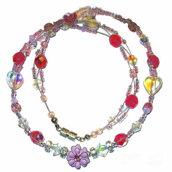 Collier Kette Rosa Blüte 47cm