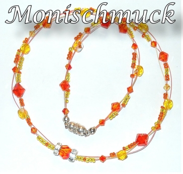 Collier Kette Feuer & Sonne 44cm