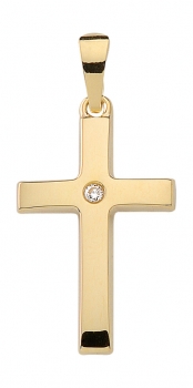 Anhänger Kreuz Zirkonia 13x19mm 585 GOLD