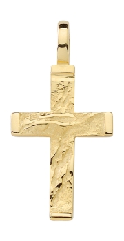 Anhänger Kreuz 12x19mm gehämmert 14Kt 585 GOLD