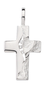 Anhänger Kreuz gehämmert Zirkonia 13x20mm Silber 925