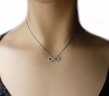 Collier Kette mit Symbol Unendlichkeit Silber geschwärzt 925 39cm