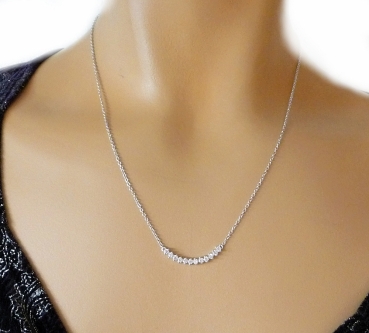 Collier Kette mit Anhänger 12 Zirkonia Silber 925 45cm