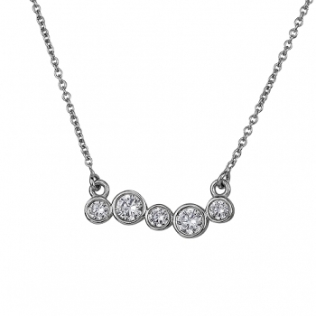 Collier Kette mit Anhänger 5 Zirkonia Silber 925 41cm