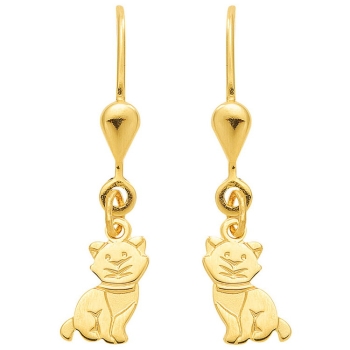 Ohrhänger Brisur Katze 14Kt 585 GOLD