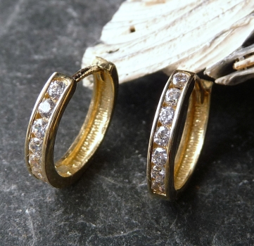 Creole Klappscharnier Zirkonia Ø13,6mm 8Kt 333 GOLD