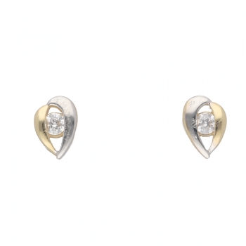 Ohrstecker bicolor Zirkonia 14Kt 585 GOLD