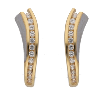 Creole bicolor 16,4x4,5mm Klappscharnier Zirkonia 14Kt 585 GOLD