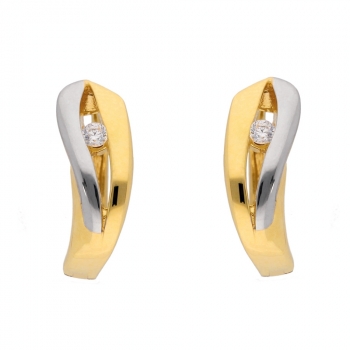 Creole bicolor 5,8x15mm Zirkonia 14Kt 585 GOLD