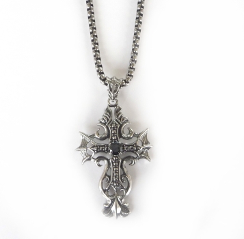 Kette Edelstahl mit Kreuz und Zirkonia