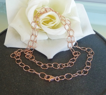 Kette Collier Anker oval rund 7,5mm 50cm Silber 925, vergoldet, rosé vergoldet