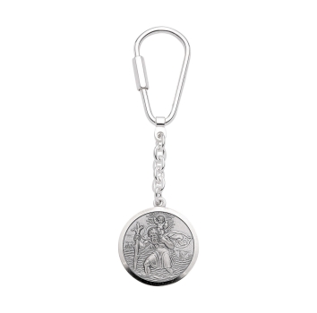 Schlüsselanhänger Christophorus rund 27mm Silber 925