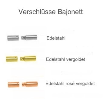 Lederband 1,3 oder 2mm 21 Farben mit Edelstahl Bajonett