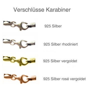 Collier Baumwollkordel 2 mm mit Karabiner Silber 925