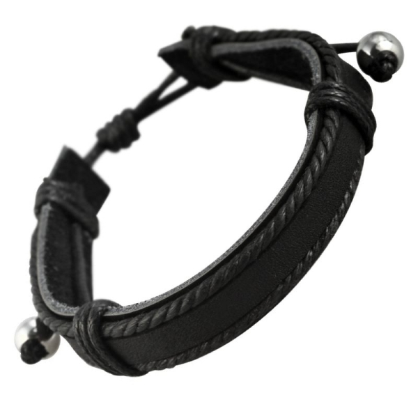 Armband in Leder schwarz 22cm