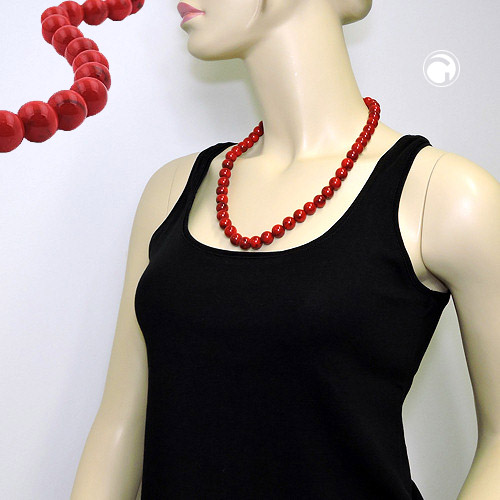 Kette 12mm Kunststoffperlen rot-schwarz-marmoriert 60cm