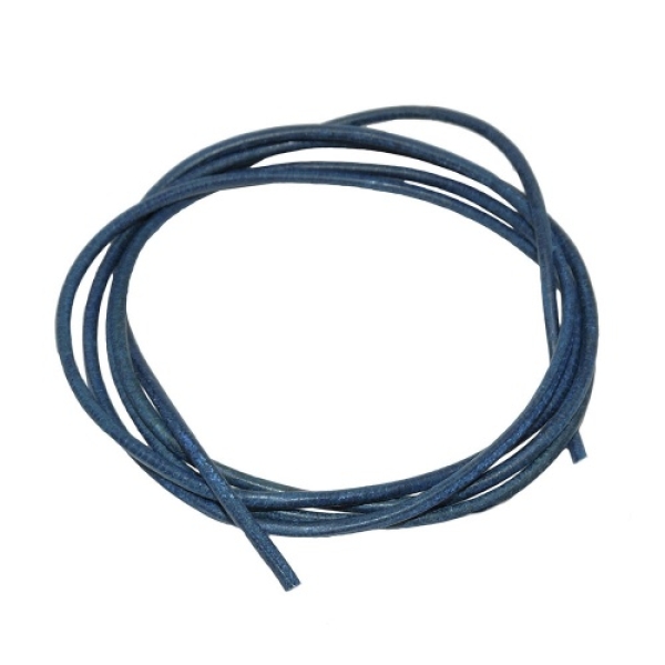 Lederband Rundschnur Rindleder 2mm blau gefärbt ca. 1m