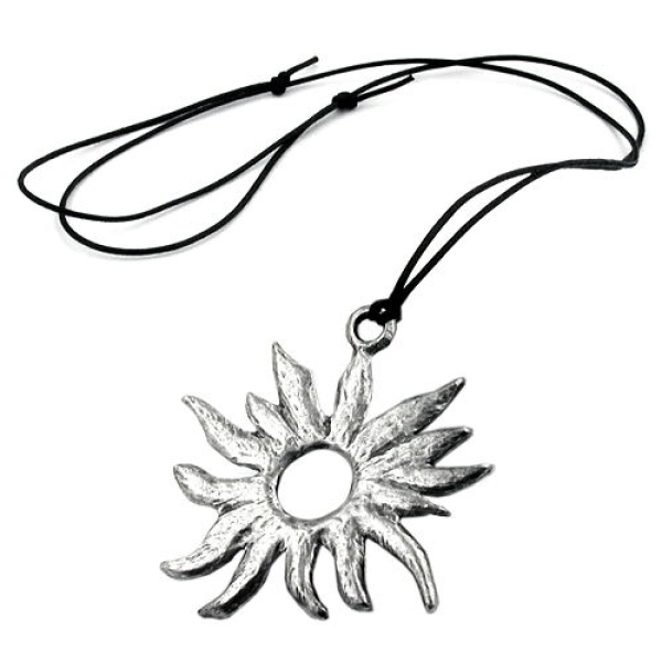 Kette 68mm Zinn-Anhänger Sonne 110cm