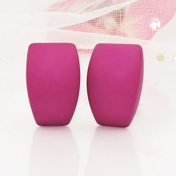 Clip Ohrring 27x17mm Trapez pink matt Kunststoff-Bouton