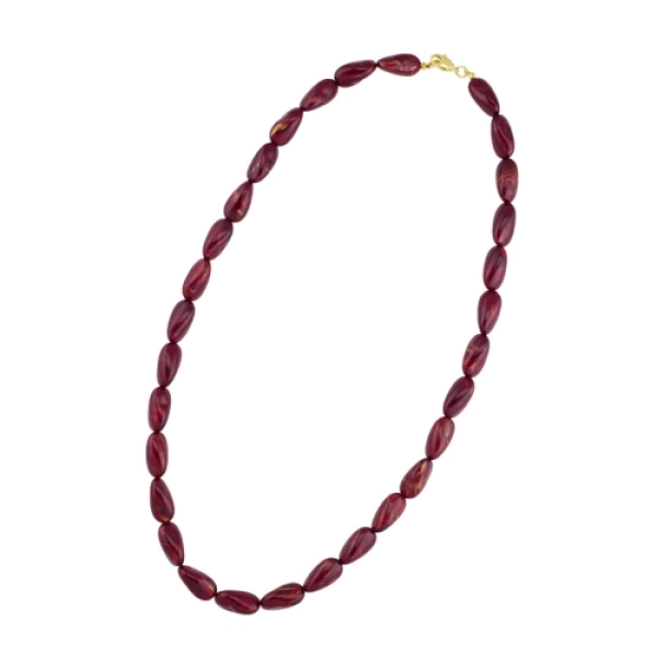 Kette 20x10mm Winkelperle Kunststoff bordeaux-goldfarben marmoriert glänzend 60cm