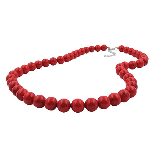 Kette 10mm Kunststoffperlen rot-schwarz-marmoriert 45cm