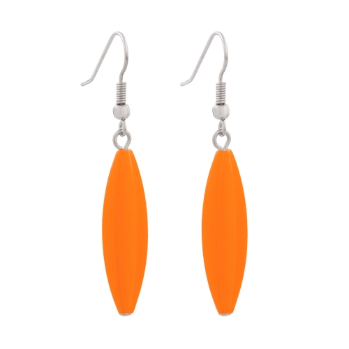 Ohrhaken Ohrhänger Ohrringe 30x9mm Rillenolive satt orange glänzend