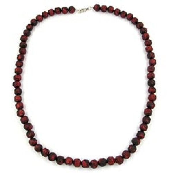 Kette 10mm Kunststoffperlen Barockperlen rot-schwarz-marmoriert 60cm