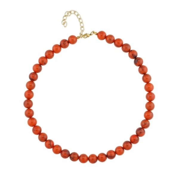 Kette 10mm Rundperle orange-schwarz-marmoriert Kunststoff 40cm