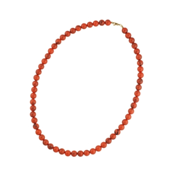 Kette 10mm Rundperle orange-schwarz-marmoriert Kunststoff 60cm