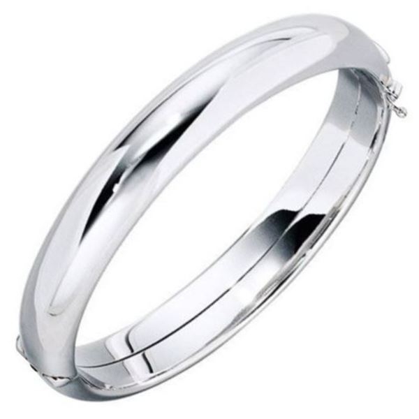 Armreif gewölbt oval 925 Sterling Silber 14mm