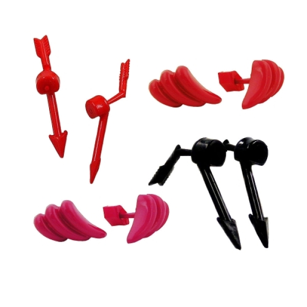 Set 4x Ohrstecker Modeschmuck pink rot schwarz aus Vollplastik