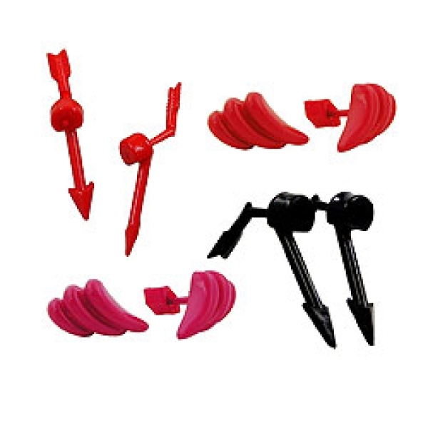 Set 4x Ohrstecker Modeschmuck pink rot schwarz aus Vollplastik