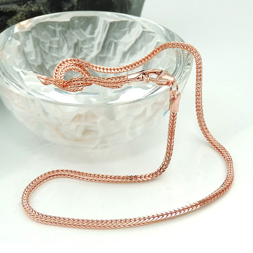 Kette 1,5mm Fuchsschwanzkette vierkant rosé vergoldet 10 Milliem gold-plattiert Silber 925 42cm