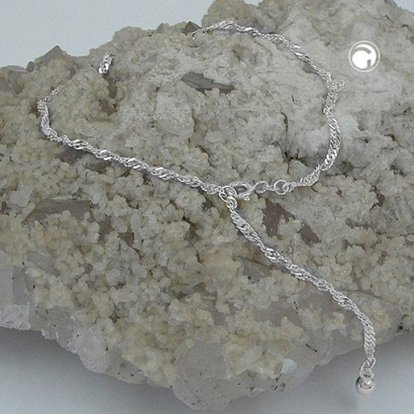 Fußkette 2mm Singapur diamantiert Silber 925 27cm