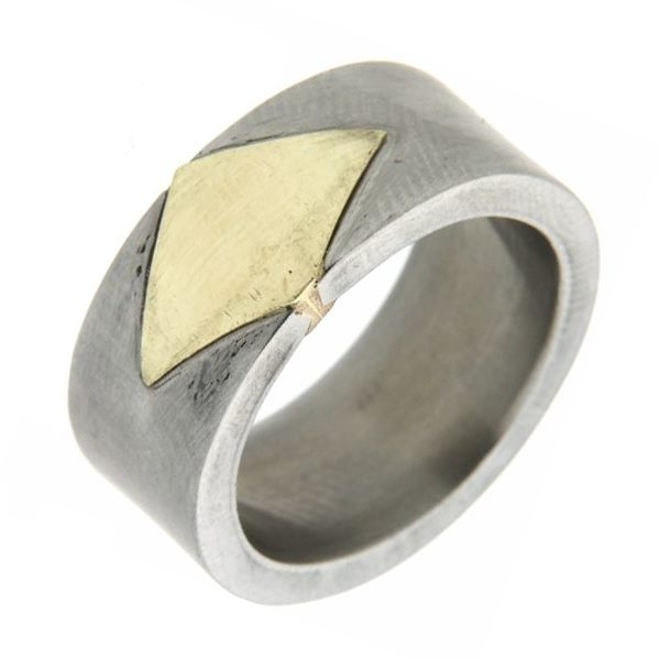 Ring Edelstahl mit Gravurplatte 585 Gold