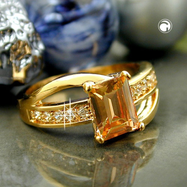 Ring Gr. 56 Zirkonia gold-plattiert 3 Micron