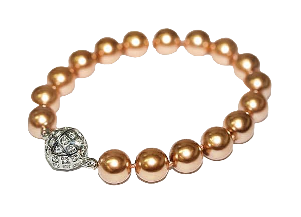 Armband Perlen 10mm champagne 19cm