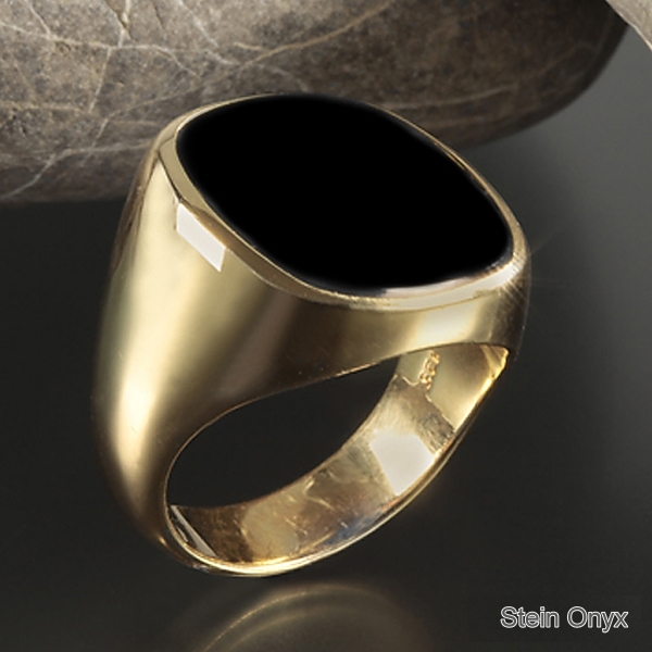 Siegelring antike Platte Onyx 19x17mm 750 Gold