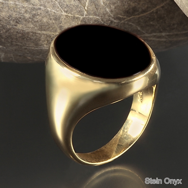 Siegelring ovale Platte Onyx 21x16,5mm 750 Gold