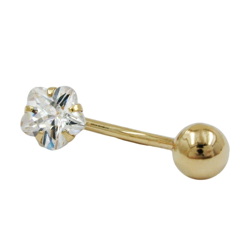 Bauchnabelpiercing Banana 17x6mm Blume Zirkonia 14Kt GOLD