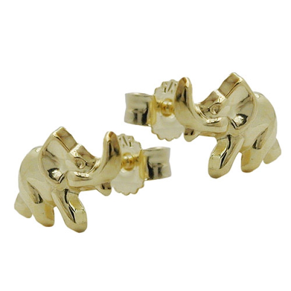 Ohrstecker Ohrring 7x10mm Elefant glänzend 9Kt GOLD