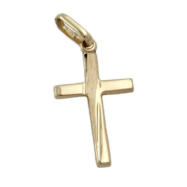 Anhänger 22x13mm Kreuz matt-glänzend 9Kt GOLD