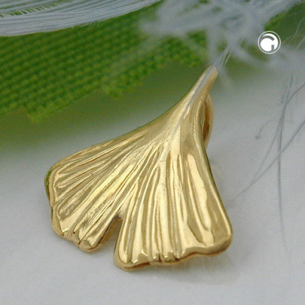 Anhänger 12mm Ginkgoblatt glänzend 9Kt GOLD