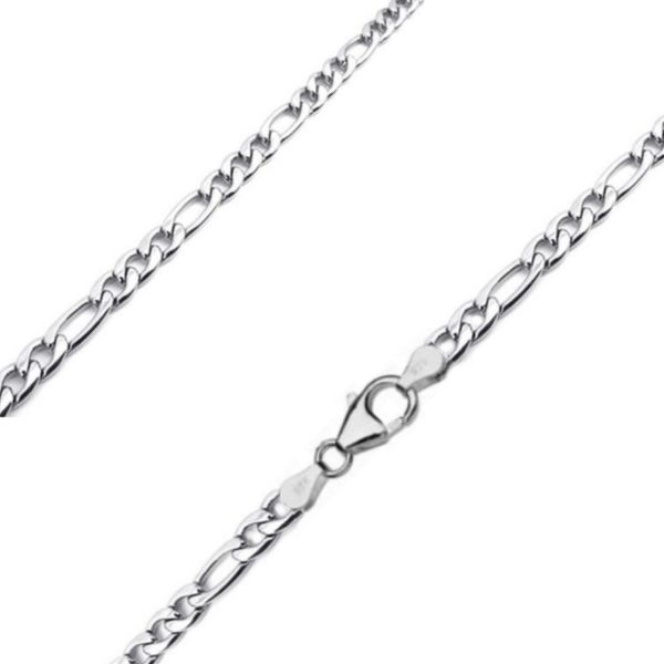 Kette Collier Figaro 3mm Silber 925 rhodiniert 60cm