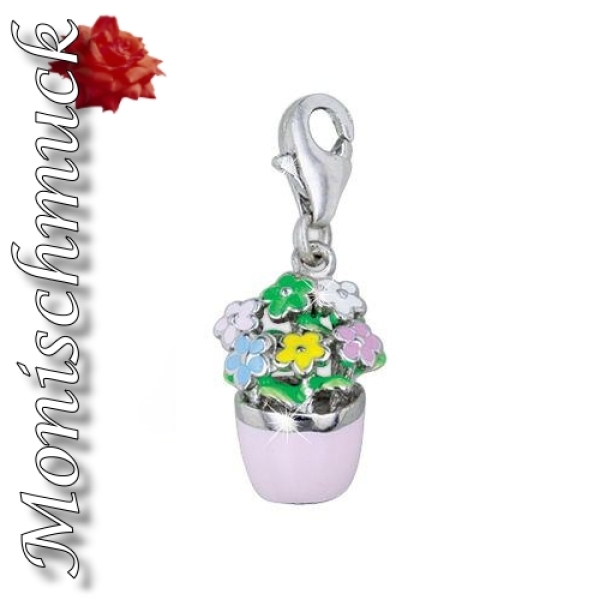 Anhänger Charm 925 Silber Bettelarmband Blumentopf